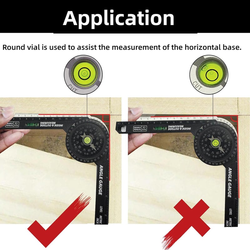 Gray Wolf Miter Saw Protractor, 7 Inch Protractor with Level, High Precision Laser Marking, 360° Miter Angle Measuring Instrument for Carpenters, Decorators, Plumbers and All Construction Trades - Image 4